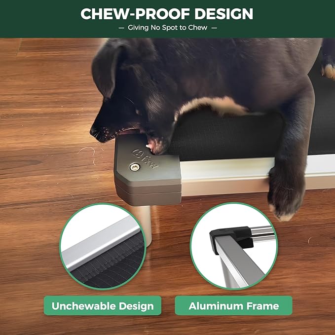 FXW TitanNest Chew-Proof Elevated Dog Bed, Raised Cot for Indoor/Outdoor/Camping Use, Durable & Washable Padded Pet Bed for Extra-Large Dogs, 56.0" L x 31.0" W x 7.3" H, Black