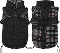 Geyecete Winter Warm Coat Waterproof Dog Winter Jacket with Harness Traction Belt,Pet Outdoor Jacket Dog Autumn and Winter Clothes for Medium, Small Dog-Black-S