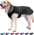 Dogcheer Dog Coat, Waterproof Dog Jacket Reflective Pet Winter Coat with Adjustable Hook & Loop, Christmas Puppy Fleece Jacket Warm Turtleneck Snowsuit for Small Medium Large Dogs - Black, M