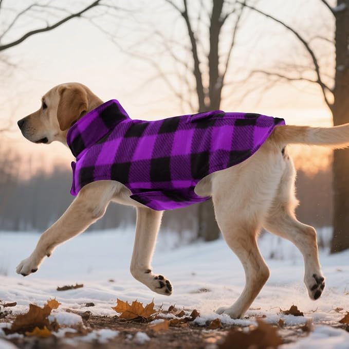 ASENKU Dog Jacket Plaid Reversible Reversible Dog Vest Waterproof Cold Winter Clothes Pet Apparel for Small Medium Large Dogs (3XL, Purple)