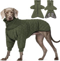 IDOMIK Dog Winter Coat for Large Dogs, Warm Dog Winter Jacket with Fleece High Collar, Zippered Cold Weather Coats for Dogs, Waterproof Doggy Snow Jacket Clothes,Green,L