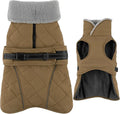 Dog Coat, Waterproof Dog Winter Jacket with Adjustable Buckle, Reflective Turtleneck Pet Snow Vest Warm Fleece Sweater for Small Medium Large Dogs - Khaki, L