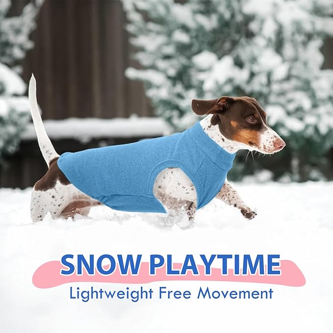 Stretch Fleece Dog Sweaters - Blue, L - Pullover Sleeveless Vest | Warm Stretchable Sweatshirt, Lightweight Breathablefor for Outdoor Movement,Dachshund,French Bulldog