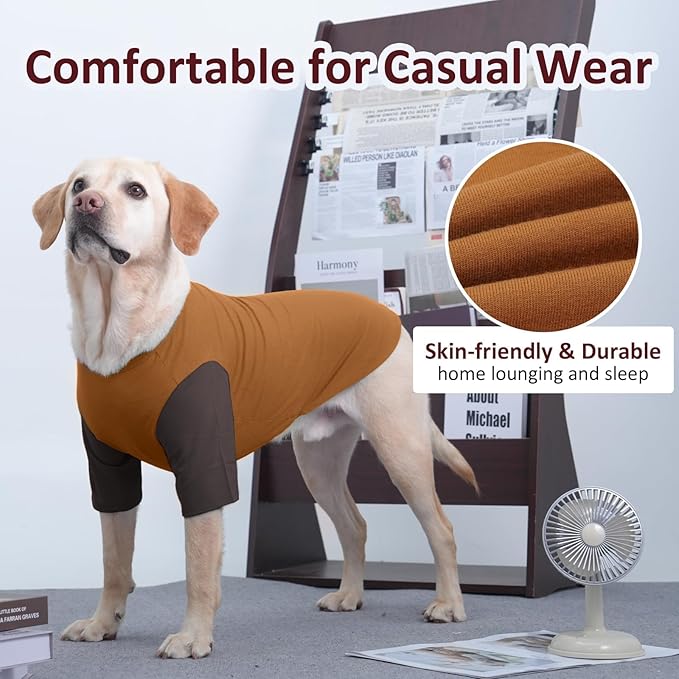 2 Pack X-Large Dog Shirts - Breathable Lightweight Basic Tees, Durable Moisture-Wicking Clothes for Beagle, Bullmastiff, Sleeping Hot Summer Day Outdoor Activities, Travel, Seaside, Brown