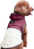 Detachable Hooded Dog Coat with Harness for Small Dogs,Super Warm Fleece Puppy Jacket for Cold Winter Doggie Coats,Red S