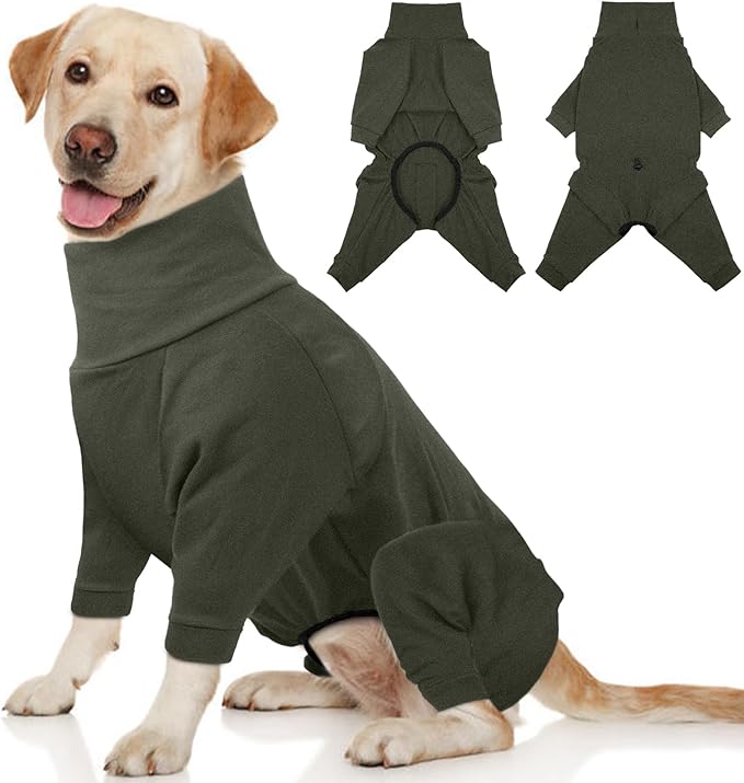 Dog Winter Coat,Full Body Pajamas Onesie Warm Dog Cold Weather Jacket,4-Legged Onesie Jumpsuit,High Collar Snowsuit Sweater for Walking, Hiking, Travel, Home Wear