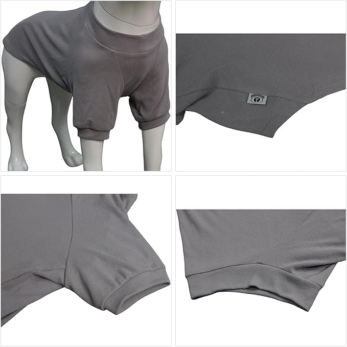 Lovelonglong Ribbed Dog T-Shirt Cotton Knitted Dog Sweaters for All Season Pet T-Shirts for Large Medium Small Dogs Dark Gray XL
