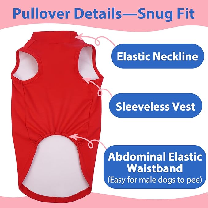 Dog Fleece Vest - Red, M - Pullover Warm Sweater | Stretchable Sweatshirt Small Dogs Boy, Lightweight Winter Jacket Keep Warm, Mini Dachshund,Bichon Frise