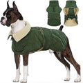 Kuoser Extra Warm Dog Jacket, Windproof Fleece Lined Turtleneck Snowsuit for Dogs, Easy On/Off Dog Coats for Medium Large Dogs, Quilted Cold Weather Pet Winter Coat Thermal Clothes, Green L