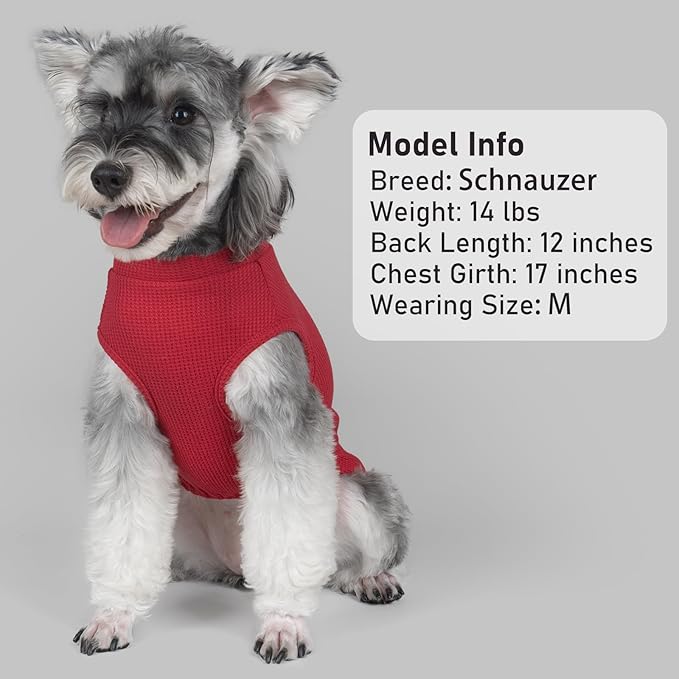 KYEESE 2Pack Waffle Dog Shirts for Small Dogs Stretchy Dog T-Shirts Lightweight Pet Tank Top Sleeveless Striped Dogs Shrit Vest Breathable, Large, Red+Striped