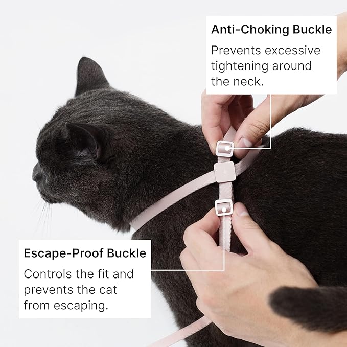 Cat Harness and Leash Set, Lightweight Escape Proof Cat Harness Leash with Padded Handle, Adjustable Cat Leash and Harness for Kitten Small Large Cats Walking Training (Midnight Black, S)