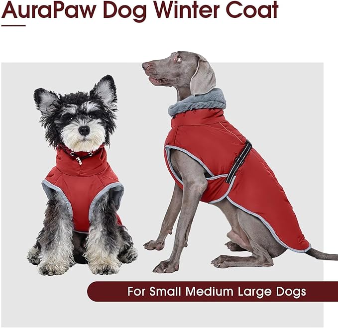 Dog Coat for Large Dogs,XL Dog Winter Jacket,Warm Turtleneck Dogs Coat with Reflective,Pet Vest Water-Resistant Doggy Snowsuit Snow Jacket,Winter Waterproof Windproof Pet Vest Coats,Red,XL