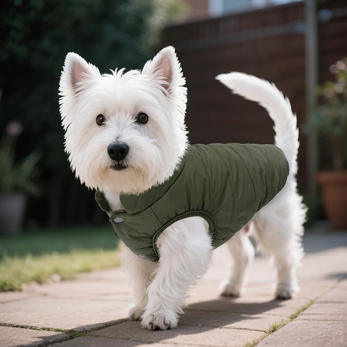 ASENKU Windproof Dog Winter Coat Waterproof Fleece Jacket Cold Weather Pet Apparel for Small Medium Large Dogs (ArmyGreen, XL)