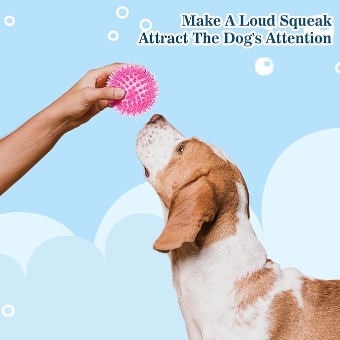 24 Pack 2.5 Inch Squeaky Dog Toy Balls Cleans Teeth and Promotes Dental and Gum Health, Spiky Dogs Chew Toys for Small, Medium & Large Dogs, Small Dog Balls for Aggressive Chewers, 8 Colors