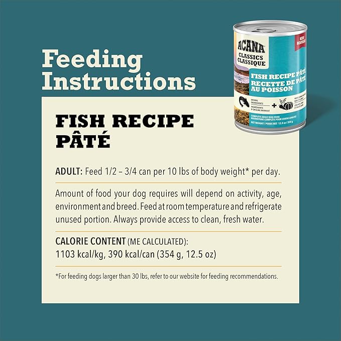 ACANA Classics Pate Wet Dog Food Fish Recipe 12.5oz Cans (12 Count)