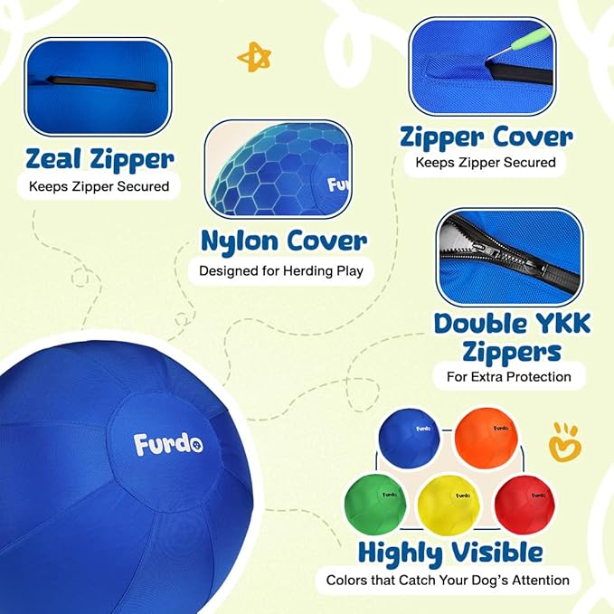 25" Herding Ball for Dogs, for Australian Shepherd, for Cattle, for Border Collie, for Blue Heelers & Medium to Large Dogs,Horse, Herding Dog Ball, Herding Toys - Blue