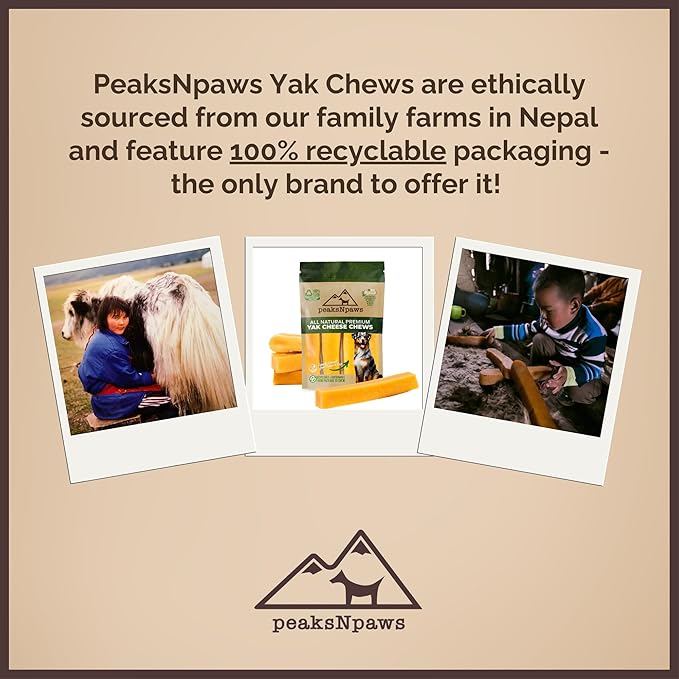 peaksNpaws Himalayan Yak Chews, High Protein Cheese Sticks, Lactose Free, Natural, Long Lasting Dog Treat for Aggressive Chewers Under 15 lbs, 10 Small Treat Sticks, 100% Eco-Friendly Packaging