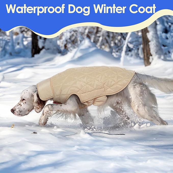 MIGOHI Winter Dog Jackets, Reversible Windproof Waterproof, British Plaid Coat for Small Medium Large Dogs, Pink, L