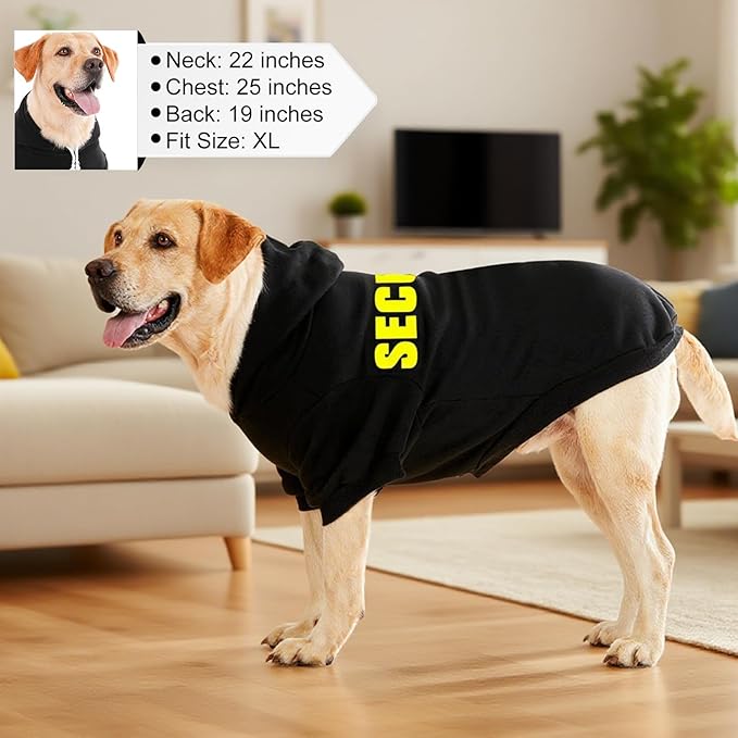 EXPAWLORER Security Dog Hoodie Puppy Sweater - Dog Sweatshirt Soft Fleece Lined Pet Clothes, Cold Weather Hooded Jacket Coat Keep Warm for Small Medium Large Dogs, 2X-Large