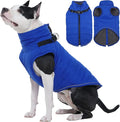 Kuoser Dog Jacket, Coat for Large Dogs with Harness Built-in, Thick Vest with Leash Hole, Cold Weather Snow Jacket for Labrador Beagle, Blue XL