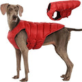 Kuoser Dog Puffer Jacket Warm Dog Coat for Extra Large Dogs, Windproof Reflective Pet Padded Vest Cold Weather Clothes Puppy Snowsuit with Hook & Loop Coats, Easy On/Off, Red 2XL