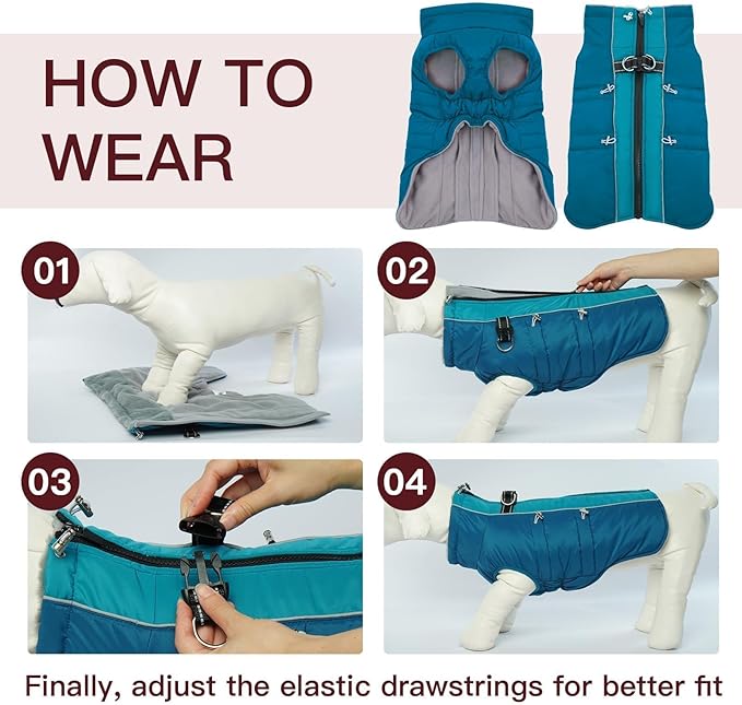 Medium Dog Winter Jacket - Warm Reflective Water-Resistant Snowsuit for Medium Dogs, Green