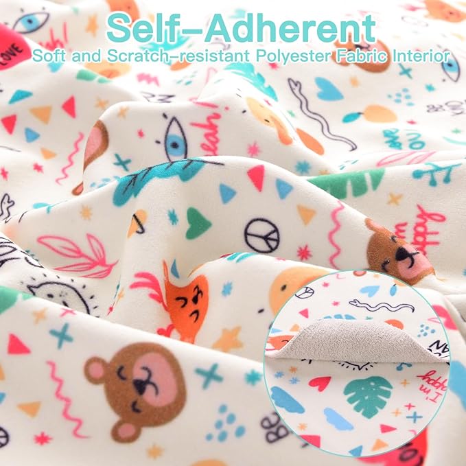 27.6" Cat Grooming Wrap, Cat Wrap for Cutting Nails, Self-Adherent Fabric Wrap for Cats, Burrito Wrap Anti-Scratch, Anti-Escape, Multifunctional Swaddle Wrap Pet Tool (Floral, X Large)