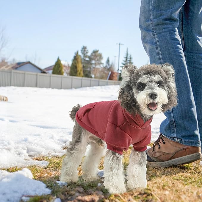 SCENEREAL Dog Hoodie Sweaters for Small Medium Large Size Dogs, Fleece Dog Sweatshirt with Hat and Pocket,Soft Cold Winter All Weather Dog Clothes for S to XL Sized Dogs, Burgundy S