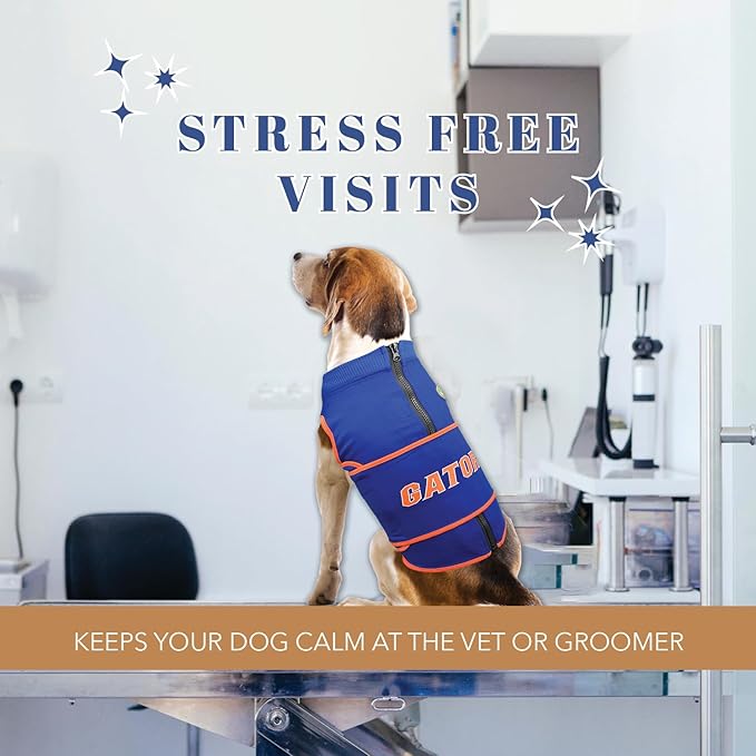 NCAA Florida Gators Dog Anxiety Shirt Calming Soothing Vest, for Dogs & Cats with Anxiety, Fears, Fireworks, Loud Noises, Dark, Lonely Keeps Dogs Calm & Feeling Safe, Relaxing Jacket, X-Small