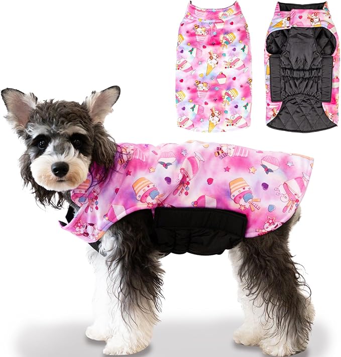 CuteBone Winter Dog Coat - Waterproof Windproof Reversible Vest, Thick Adjustable Cold Weather Jacket for Small Medium Large Dogs, Soft With Leash Hole