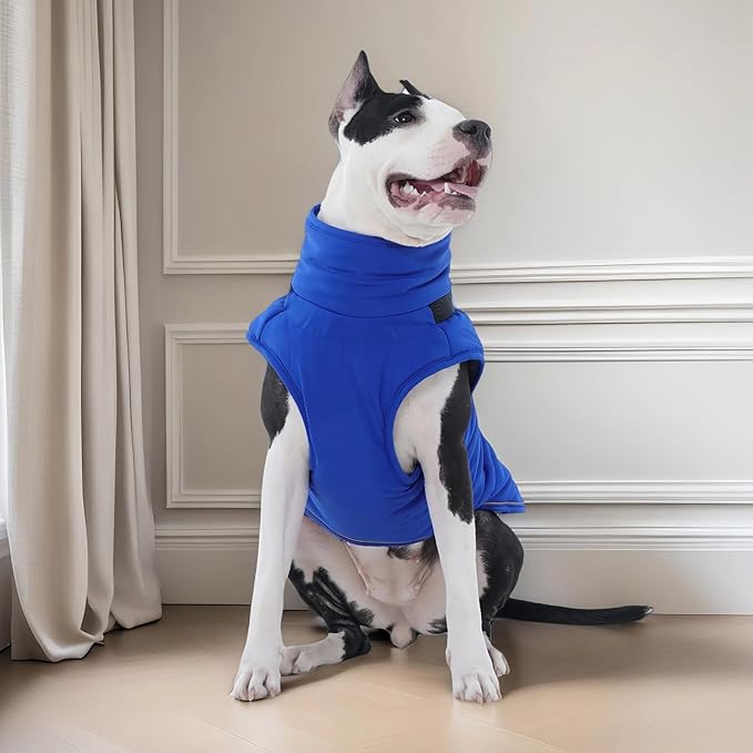 Kuoser Large Dog Winter Jacket Waterproof L with Harness | ·-30°C Rated·Storm Hood·Built-in Leash·Husky Fit·Extreme Weather Protection, Blue L