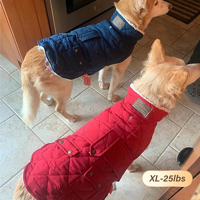 KYEESE Dog Coat Thick Cat Clothes with Pocket Waterproof Dogs Jacket with Fleece Lined Windproof Dog Coats for Small Dogs Soft Pet Sweater for Cold Weather Warm Pet Winter Puffer Coat with Leash Hole