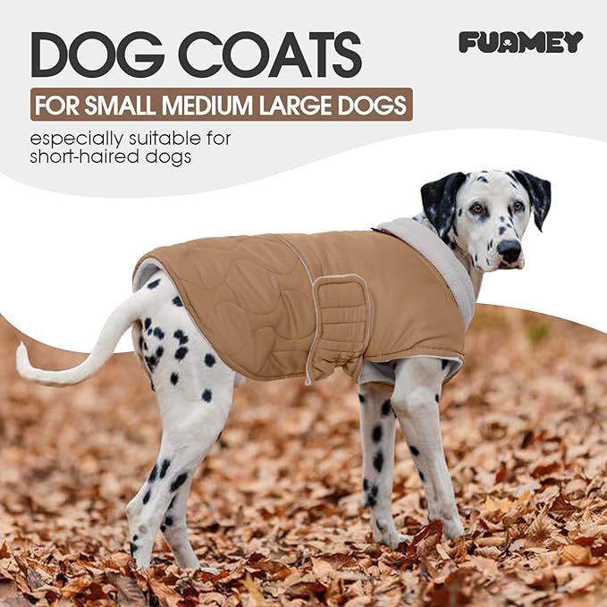 FUAMEY Winter Warm Coat, Fleece Turtleneck Jacket, Thick Waterproof Windproof Cold Weather Snowsuit Vest for Small Medium Large Dogs Pet Clothes