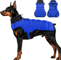 MIGOHI Lightweight Dog Coat, Windproof Dog Jacket, Puffer Jacket for Large Dogs, Padded Vest with Reflective Strips, Warm Snow Vest in Cold Weather, Easy On Hook & Loop Belly, Blue, 2XL
