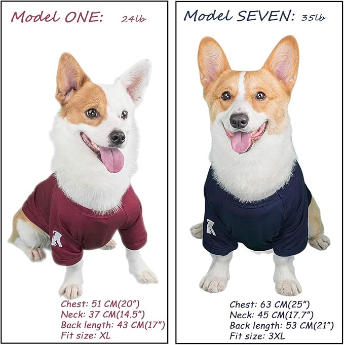 Koneseve Dog Shirts Soft Cotton Dog Clothes Stretchy T-Shirt for Small Medium Large Dogs Cat Shirt Breathable Puppy Outfit Kitten Apparel Pet Pullover Tee Blank Basic Sweatshirt 2-Pack Blue & Red M