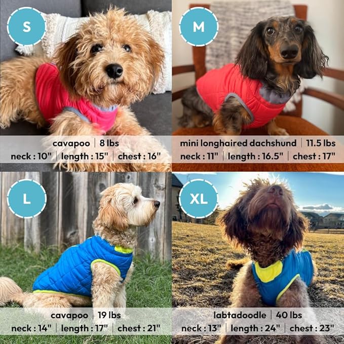 Gooby Comfort Jacket - Warm Water Resistant Zip Up Dog Jacket - Small and Medium Dogs