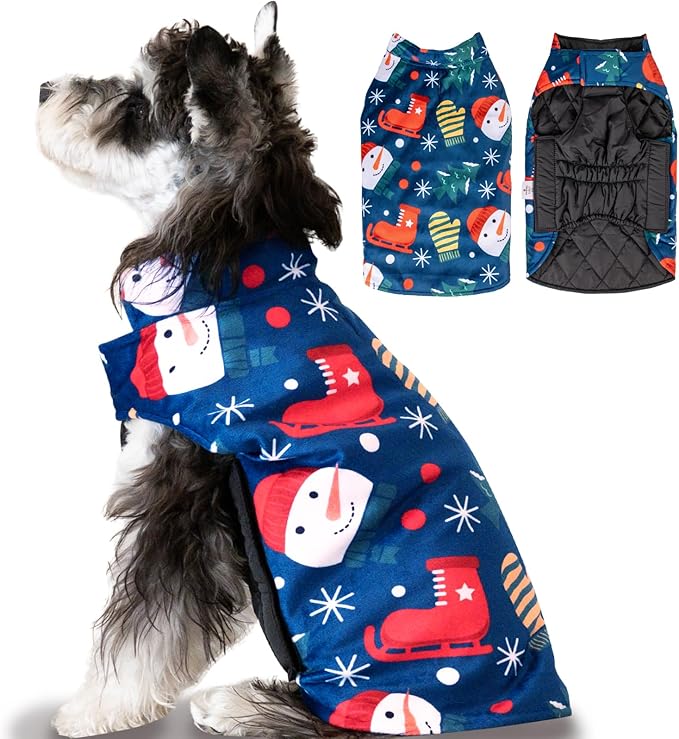 CuteBone Winter Dog Jacket Reversible Vest with Leash Hole - Windproof & Waterproof Small to Large Sizes Soft Winter Coat