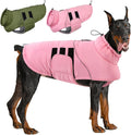 ASENKU Extra Warm Dog Coat - Winter Jacket with Fleece, Reflective, Adjustable, Zippered Leash Hole for Large Dogs, Turtleneck (Pink, 4XL)