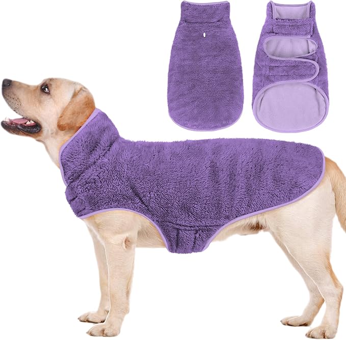 Malier Dog Winter Coat, Reversible Fleece Dog Cold Weather Coats, Windproof Warm Snow Puppy Jacket Vest Pet Clothes for Small Medium Large Dogs (Purple, XXX-Large)