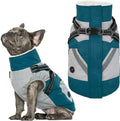 IECOii Dog Winter Coat Waterproof - Dog Coat with Harness Built in for Medium Dogs,Thermal Warm Fleece Lined with Zip Up Cold Weather Jacket,Reflective Snowsuit for Outdoor, Turquoise Green,M