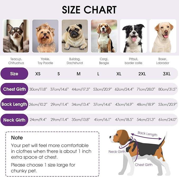 Queenmore XXL Dog Sweater, Large Dog Sweaters for Male Dogs, Turtleneck Plaid Kintsweaters for Large Breeds, Cold Weather Pullover Pet Clothes, Purple 2XL