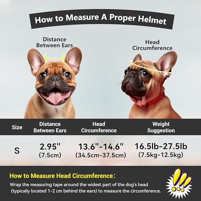 Dog Helmet and Goggles Small Breed, UV Protection Dog Goggles and Motorcycle Helmet with Ear Holes Adjustable Straps for Outdoor Biking, Driving, Black