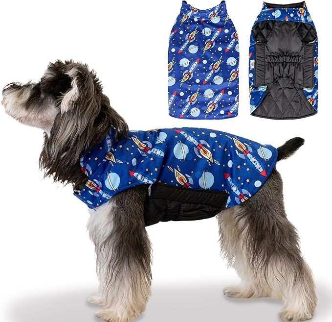 CuteBone Winter Dog Coat Reversible Waterproof Jacket with Leash Hole - Soft Thick Windproof Vest for Small Medium Large Dogs - Adjustable Cold Weather Coats