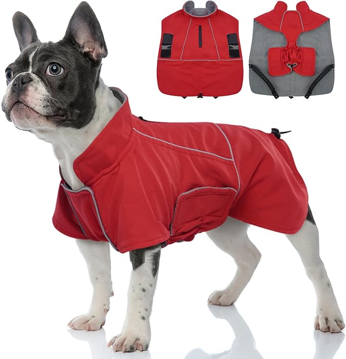 MIGOHI Waterproof Dog Jacket,XL Dog Coat,Reflective XL Fleece Jacket for Dogs,Extra Large Winter Coat Snowsuit,Large Snow Clothes for Dogs Male Female,Australian Shepherd,Beagle,XL,Red