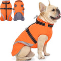QBLEEV Dog Coat for Small Dogs, Waterproof Dog Jacket with Built-in Harness, Puppy Cold Weather Coats Reflective Vest, Windproof Warm Fleece Snowsuit Winter Coat for Chihuahua, Yorkie, Orange, XS