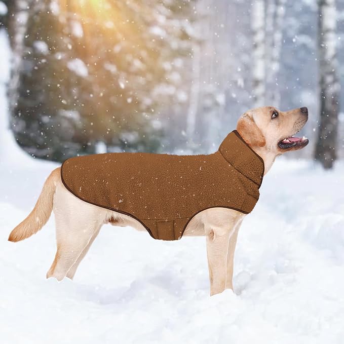 Malier Dog Winter Coat, Reversible Fleece Dog Cold Weather Coats, Windproof Warm Snow Puppy Jacket Vest Pet Clothes for Small Medium Large Dogs (Brown, X-Large)
