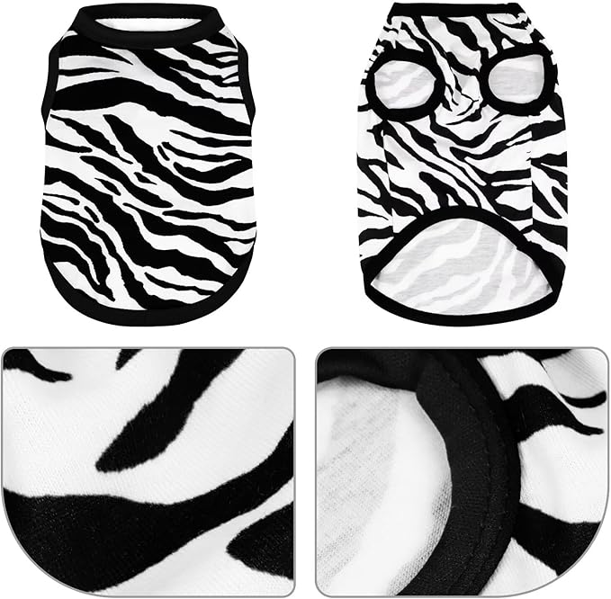 Adorable Zebra Print Dog Shirts – Lightweight, Cozy Outfit for Small to Medium Dogs, Soft & Snuggly Pet Wear for Everyday Comfort and Cuteness.Black XS
