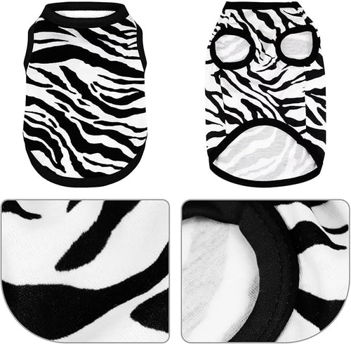 Adorable Zebra Print Dog Shirts – Lightweight, Cozy Outfit for Small to Medium Dogs, Soft & Snuggly Pet Wear for Everyday Comfort and Cuteness.Black L