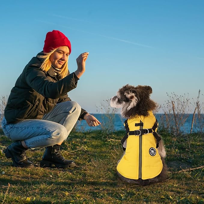 Norbi Dog Winter Coat With Built-in Harness - Adjustable Warm Jacket for Small, Medium, Large Dogs in Cold Weather
