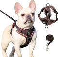 SOLMOONY Small Dog Harness,Soft Mesh Puppy Harness and Leash Set,No Escape Cat Harnesses for Training Walking,Reflective Adjustable Puppy Vest for Small Medium Dogs, Cats (Brown, XL)